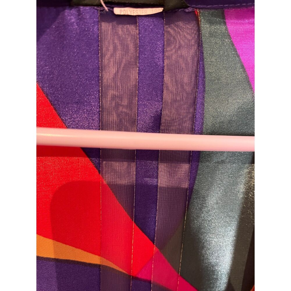 Vintage 90s An Na Geometric Sheer Duster Jacket Jewel Tone Colorblock